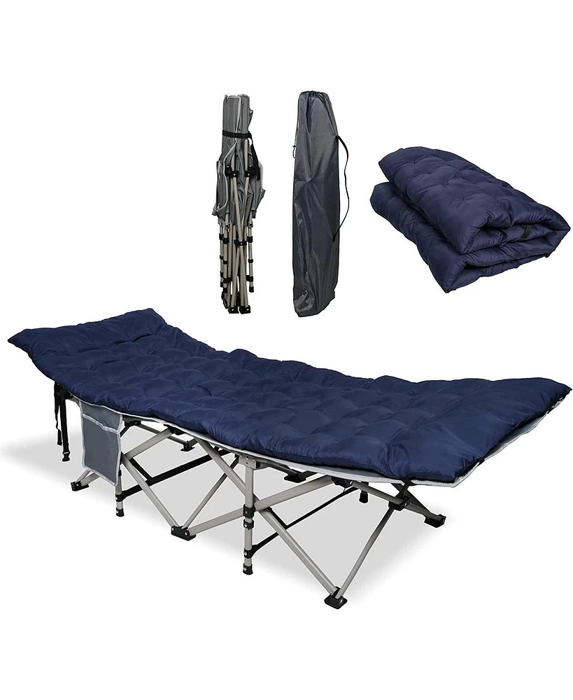 Slickblue Folding Camping Cot with Detachable Mattress Portable Sleeping Bed for Outdoor Comfort