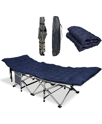 Slickblue Folding Camping Cot with Detachable Mattress Portable Sleeping Bed for Outdoor Comfort