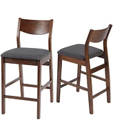 Slickblue Set of 2 Upholstered 24" Counter Height Bar Stools Dining Chairs with Comfortable Seating