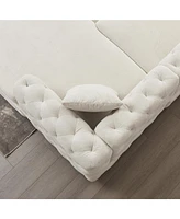 Streamdale Furniture 126-inch Modern Style Chenille Three Piece Sofa, Pull Point Design U-shaped Sofa two Chaise Longue Seats, two Pillows and Plastic