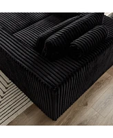 75-Inch Corduroy Sponge Sofa Lounge Chair with Removable footrest,No Assembly Required,Fluffy Modern Sleeper Chair for Indoor Living Room Bedroom