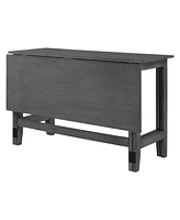Farmhouse Wood Extendable Dining Table with Drop Leaf for Small Places, Gray