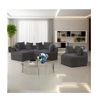 54''L Chenille Sponge single sofa,No Assembly Required,Fluffy Modern Sleeper Chair for Living room, Bedroom, Lounge and Projection Room