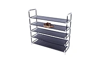 Slickblue 5-Tier Non-Woven Fabric Shoe Rack with Handle Easy Assembly Storage Solution for Organizing Footwear
