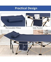 Slickblue Folding Camping Bed Outdoor Portable Cot for Sleeping, Hiking, and Travel with Bag & Pillow, 260 lbs Capacity