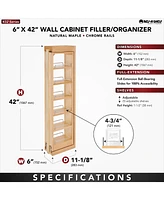 Rev-a-Shelf Pullout Wall Filler Cabinet Wooden Organizer, 42" Hgt, 432-WF42-6C