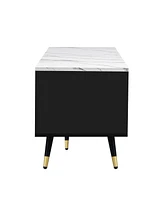 71'' Modern Tv Stand with 2 Cabinets& Open Compartments, Entertainment Center for TVs up to 80'', Television Console for Living Room, Bedroom, Home Th