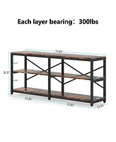 Tribesigns 3-Tier Industrial Hallway Entryway Table,70.9 Inch Extra Long Console Table, Modern Sofa Table Behind Couch Table with Storage Shelves