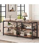 Tribesigns 3-Tier Industrial Hallway Entryway Table,70.9 Inch Extra Long Console Table, Modern Sofa Table Behind Couch Table with Storage Shelves