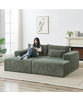 87" Oversized Sectional Lounge Chaise,No Assembly Required,Cloud Plush Loveseat with two Removable Footstool,Fluffy Modern Sleeper Chair for Indo