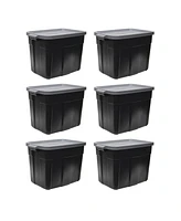 Rubbermaid Roughneck 18 Gal Storage Container Organizer, Black & Gray (6 Pack)