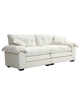 Streamdale Furniture 84" Chenille Recliner Sofa Small Sofa Loveseat Deep Seat Sofa Couch with 2 Throw Pillows & Memory Foam for Living Room Apartment