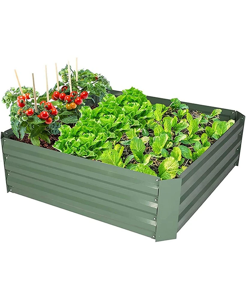 Slickblue Galvanized Metal Raised Garden Bed Kit, Anti-Rust Outdoor Planter Box for Vegetables and Flowers