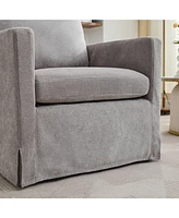 29.92'' Swivel Accent Chair, Upholstered Skirted Swivel Chair with Removable Back Cushion, 360 Degree Comfy Armchair for Living Room, Nursery, Lounge