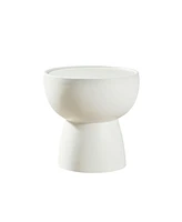 Streamdale Furniture Fiberglass Cream Style Coffee Table Set of 2 for Living Room,Matte White Round Table front of the Sofa, Irregular Center Table fo