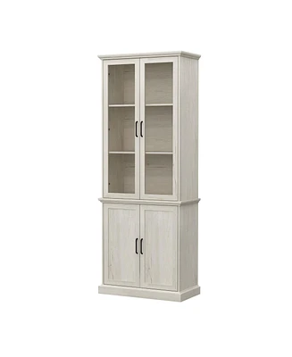 Famapy Bookcase with 2 Glass Doors and 2 Wood Doors