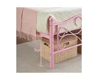 gaomon Twin Bed Frames, Metal Platform Frame with Curved Flower Headboard and Footboard, Under Storage, No Box Spring Needed, Steel