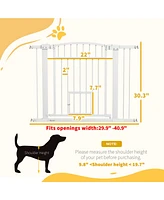 PawHut 30"-41" Dog Gate w/ Cat Door, 3-Inch & 5.5-Inch Extension Kit