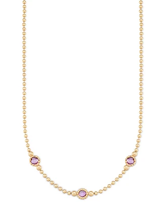 Amethyst Three Stone Bezel 18" Collar Necklace (3 ct. t.w.) 14k Gold-Plated Sterling Silver (Also available Onyx)