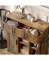 Streamdale Furniture Storage Cabinets,Wooden Floor Cabinet,with Drawers and Shelves Storage Cabinets,Accent Cabinet for Living Room,Bedroom,Bathroom F