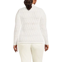 Lands' End Plus Long Sleeve Brushed Lace Mock Neck Top