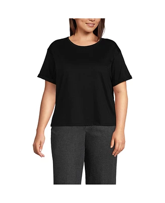 Lands' End Women's Plus Oversized Supima Short Sleeve Crew Neck T-Shirt