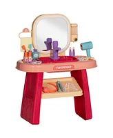 Qaba Kids Vanity Set with Mirror, Led Light, Music, 23 Accessories