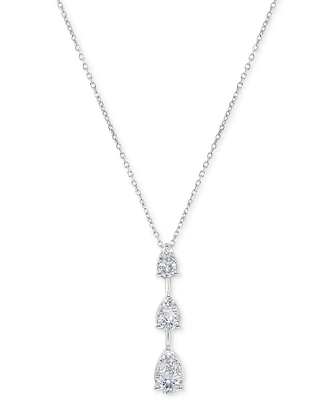 Diamond Duo Teardrop Graduated Lariat Necklace (1/2 ct. t.w.) in 14k White Gold, 16" + 2" extender