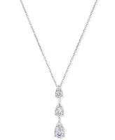 Diamond Duo Teardrop Graduated Lariat Necklace (1/2 ct. t.w.) in 14k White Gold, 16" + 2" extender