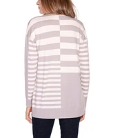 Belldini Women's Black Label Colorblocked Open-Front Cardigan Sweater