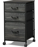 Devaise Mobile File Cabinet, Rolling Printer Stand with 3 Drawers, Fabric Vertical Filing Cabinet fits A4 or Letter Size for Home Office