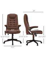 High Back Vibration Massage Office Chair with 6 Vibration Points, Heated Reclining Pu Leather Computer Chair with Armrest and Remote