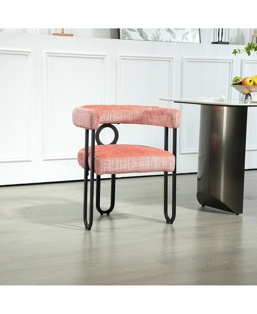 Contemporary Designed Chenille Fabric Upholstered Accent/Dining Chair/Barrel Side Chairs Kitchen Armchair for Living Room set of 1 ( Chenille