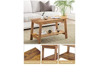 gaomon Coffee Table, 31.49'' Small Living Room Tables, 2-Tier Rustic Table for Room