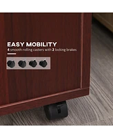 Aosom Business Mobile Storage Cabinet Organizer with Drawer and Cabinet, Printer Stand with Castors, Brown
