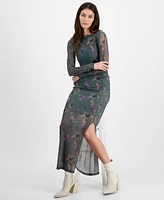 Hugo Women's Long-Sleeve Floral Bodycon Maxi Dress