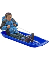 Lucky Bums Kids 48 Inch 1 Person Plastic Snow Toboggan Sled with Pull Rope