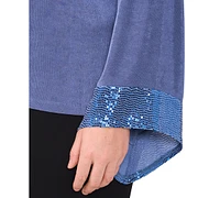 Msk Plus Jersey-Knit Contrast-Cuff Long-Sleeve Top
