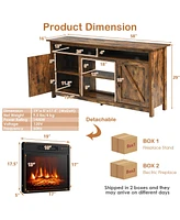 Gymax 60'' Industrial Fireplace Tv Stand W/ 18'' 1400W Electric Fireplace