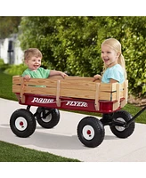 Radio Flyer Full Size All Terrain Classic Steel and Wood Pull Along Wagon, Red