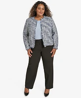 Calvin Klein Plus Tweed Open-Front Cropped Blazer