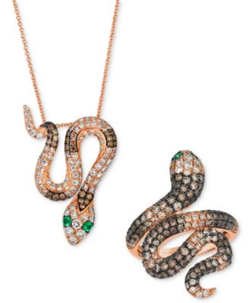 Le Vian Ombre Chocolate Ombre Diamond Costa Smeralda Emeralds Snake Ring Necklace