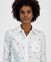 Tommy Hilfiger Women's Cotton Monogram Logo-Print Tab Shirt