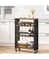 Tribesigns 4-Tier Narrow Rolling Carts with Wheels and Handle,Slim Storage Cart