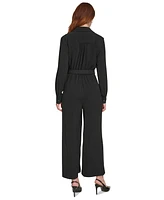 Calvin Klein Women's Belted Long-Sleeve Jumpsuit