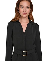 Calvin Klein Women's Belted Long-Sleeve Jumpsuit