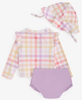 First Impressions Baby Girls Plaid Hat, Swim Top & Bottoms, Exclusively at Macy's