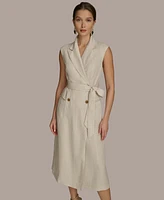 Donna Karan New York Women's Linen-Blend A-Line Shirtdress