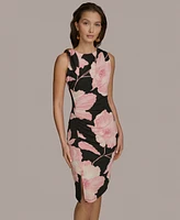 Donna Karan New York Women's Floral-Print Ruched Sheath Dress