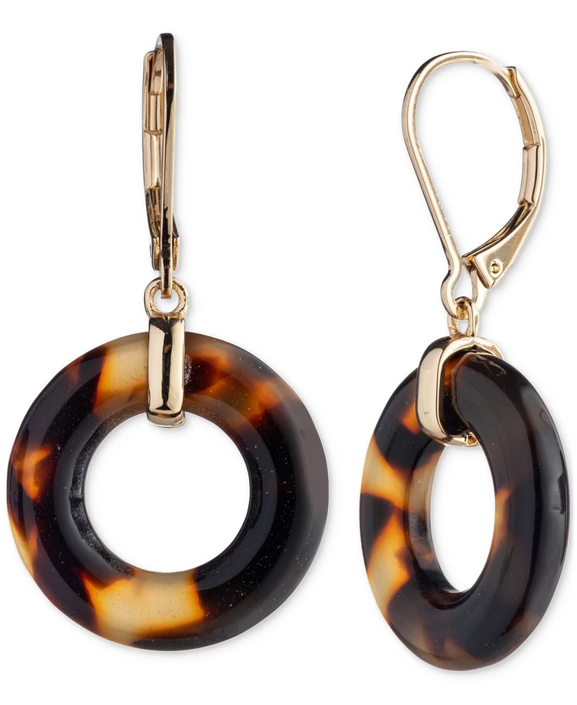 Lauren Ralph Lauren Gold-Tone Tortoise-Look Circle Drop Earrings